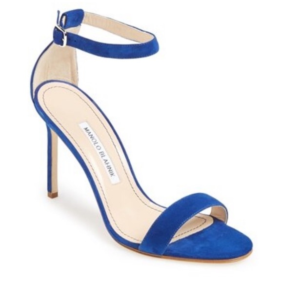Manolo Blahnik Shoes - Manolo Blahnik Chaos Suede Ankle Sandal blue